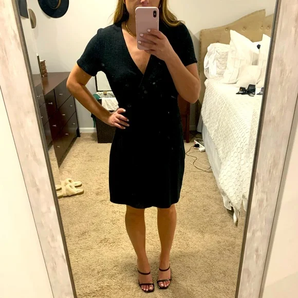Textured knit wrap dress